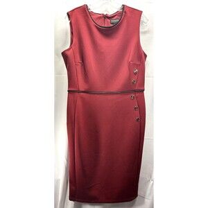 Enfocus Studio Sleeveless Dark Red Business Shift Dress Sz 14